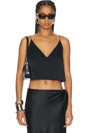 Saint Laurent Satin Cami Tank Top in Black