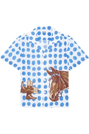 BODE Jockey Dot Short Sleeve Shirt in Blue