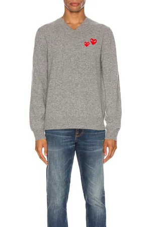 Comme des Garçons Multi Heart Pullover Sweater in Gray