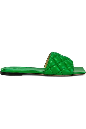 Bottega Veneta Padded Stretch Flat Sandals in Green