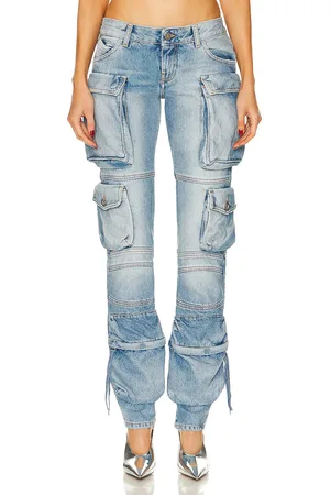 The Attico Essie Long Cargo Pant in Denim-Light