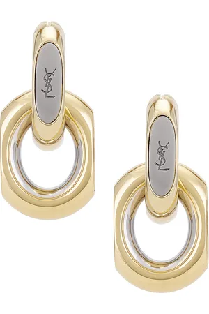 Saint Laurent YSL Duo Link Earrings in Metallic Gold