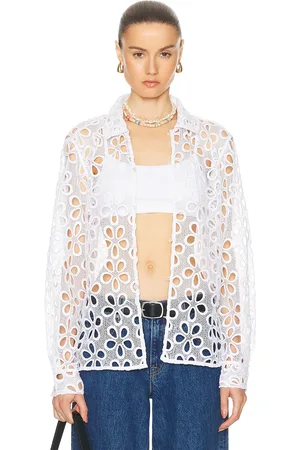 BODE Primrose Lace Long Sleeve Shirt in Nude
