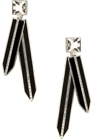 Saint Laurent Pear Rhinestone Earrings in Black
