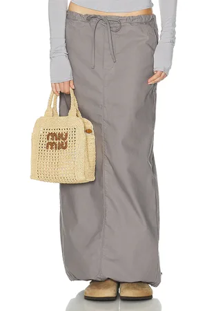 Helsa Workwear Drawcord Maxi Skirt in Grey
