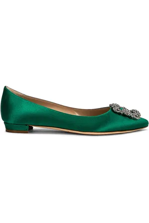 Manolo Blahnik Hangisi 10 Flat in Green