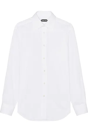 Tom Ford Cotton Silk Serge Fluid Fit Shirt in White