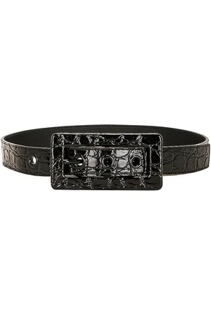 Saint Laurent Embossed Leather Belt in Black
