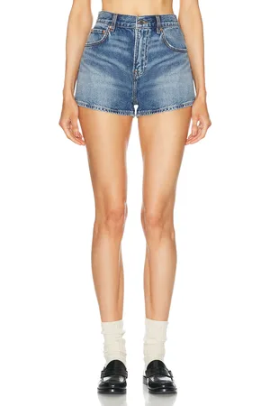 GRLFRND Whitney Mid Rise Mom Short in Denim-Dark
