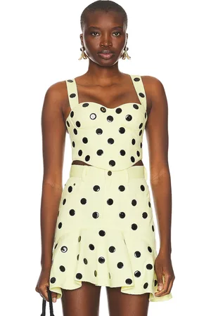 AREA Polka Dot Bustier in Yellow