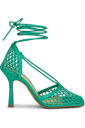 Bottega Veneta Stretch Ankle Strap Sandals in Teal