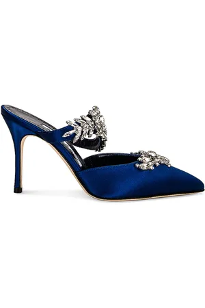 Manolo Blahnik Lurum 90 Mule in Navy