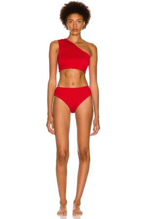 Bottega Veneta Nylon Crinkle Bikini Set in Red