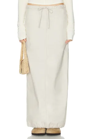 Helsa Workwear Drawcord Maxi Skirt in Beige