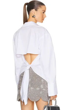 SIMON MILLER Loch Poplin Button Up Shirt in Ivory