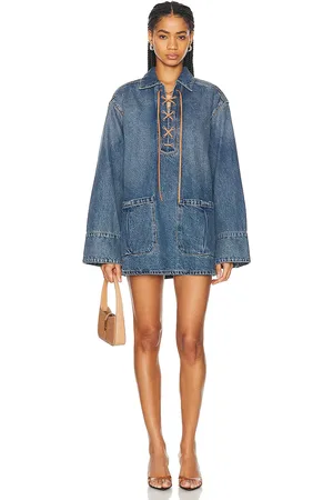 GRLFRND Marisa Laced Tunic Dress in Denim-Medium