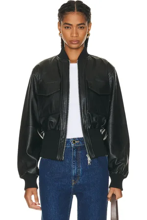 GRLFRND The Cropped Leather Bomber in