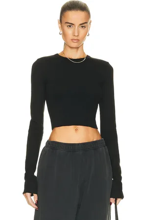 ÉTERNE Cropped Long Sleeve Fitted Top in