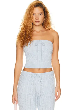 Helsa Taiki Cable Tube Top in Baby Blue