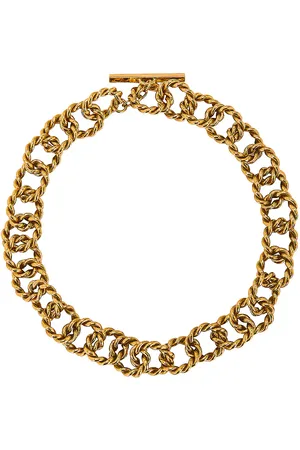 Saint Laurent Twist Ring Choker in Metallic Gold