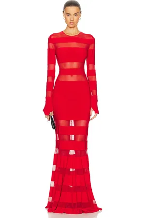 Norma Kamali Spliced Dress Fishtail Gown in Red