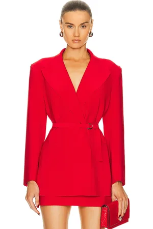 Norma Kamali Classic Double Breasted Jacket in Red
