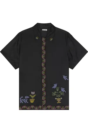 BODE Garden Sampler Short Sleeve Shirt in Black