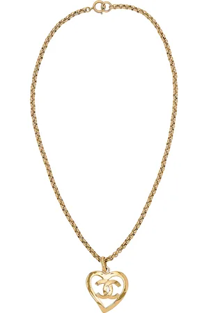 CHANEL 1995 CC Heart Necklace in Metallic