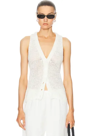 ENZA COSTA Linen Open Knit Vest in