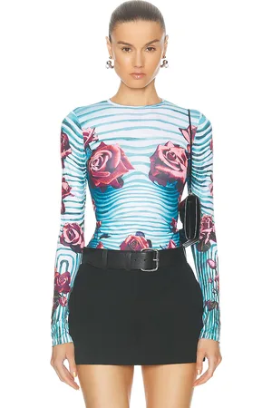Jean Paul Gaultier Flower Body Morphing Long Sleeve Top in Multi