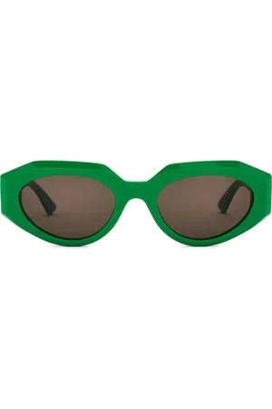 Bottega Veneta Classic Ribbon Oval Sunglasses in Green