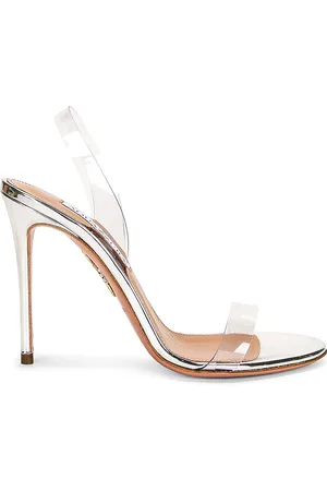 Aquazzura So Nude Plexi 105 Sandal in Metallic