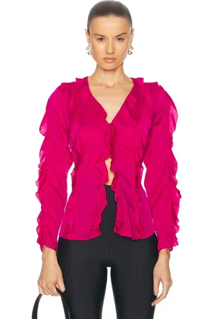 Nicholas Amira Bias Ruffle Long Sleeve Top in Pink