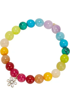 Sydney Evan Daisy Charm Beaded Bracelet in Fuchsia