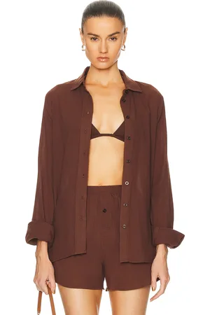 ÉTERNE Jolene Button Down Top in Brown
