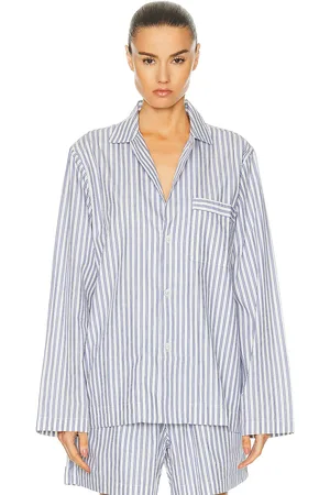 Tekla Long Sleeve Stripe Shirt in Blue
