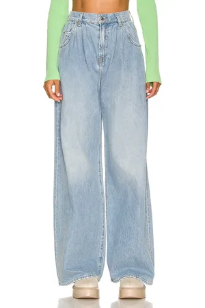 GRLFRND Chloe High Rise Pleated Wide Leg in Denim-Light