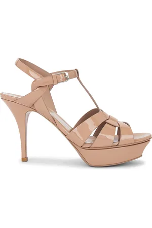 Saint Laurent Tribute Platform Sandal in Beige