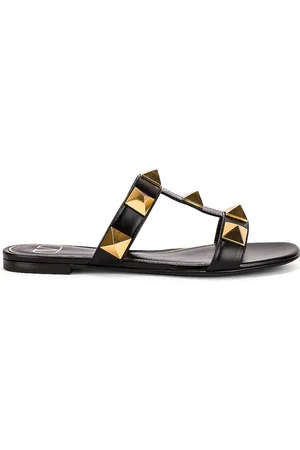 VALENTINO GARAVANI Roman Stud Slides in Black