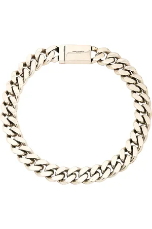 Saint Laurent Thick Curb Chain Necklace in Metallic Silver