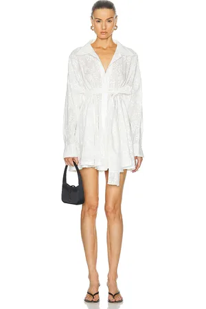 Norma Kamali Super Oversized Boyfriend Shirt Babydoll Mini Dress in White