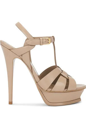 Saint Laurent Tribute Platform Sandal in Beige