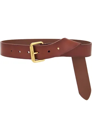 Saint Laurent Square Buckle Long Belt in Brown