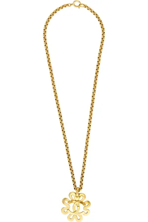 CHANEL 1995 CC Flower Necklace in Metallic