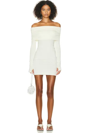 Helsa Matte Jersey Off Shoulder Mini Dress in