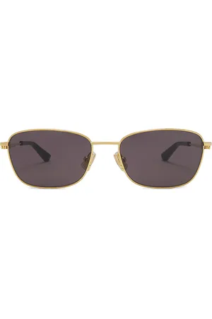 Bottega Veneta Square Sunglasses in Metallic Gold