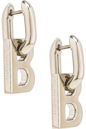 Balenciaga XS B Chain Earrings in Metallic Silver