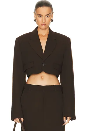 GRLFRND The Cropped Blazer in Brown