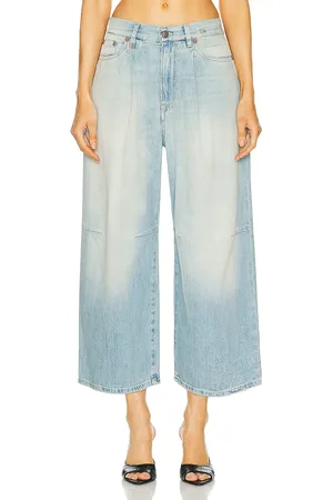 R13 Crop Wide Leg in Denim-Light