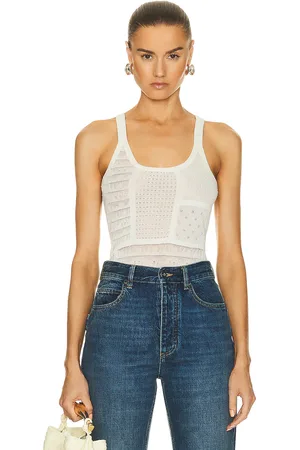 Bottega Veneta Cotton Mixed Pointelle Tank Top in White